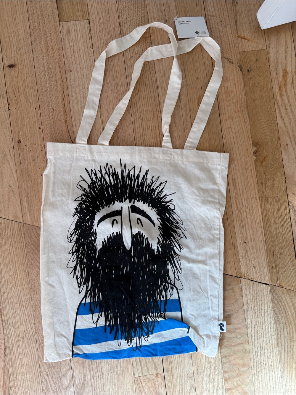 Canvas Tote Bag with Bearded Character